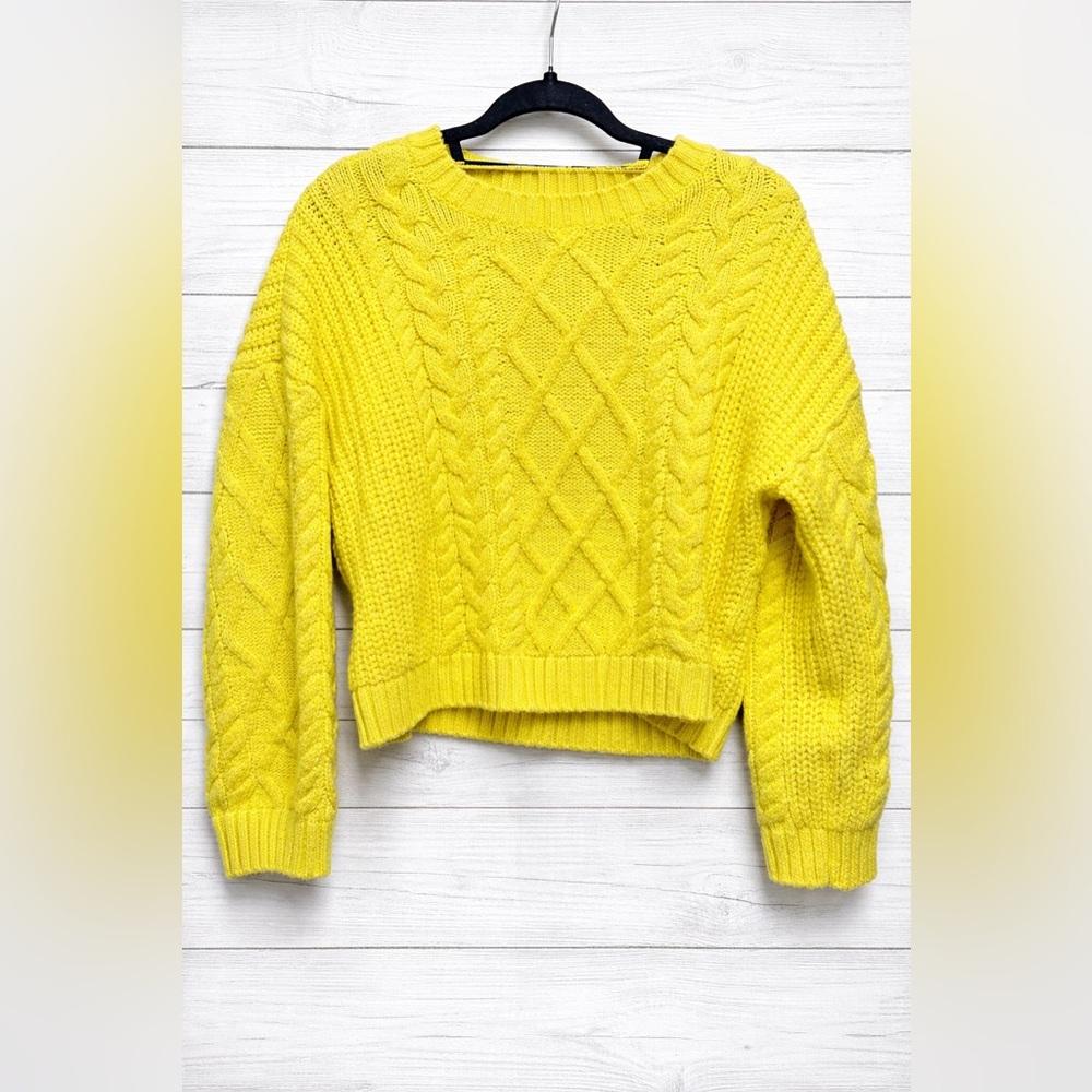American Eagle Outfitters Bright Yellow Cable Knit Sweater